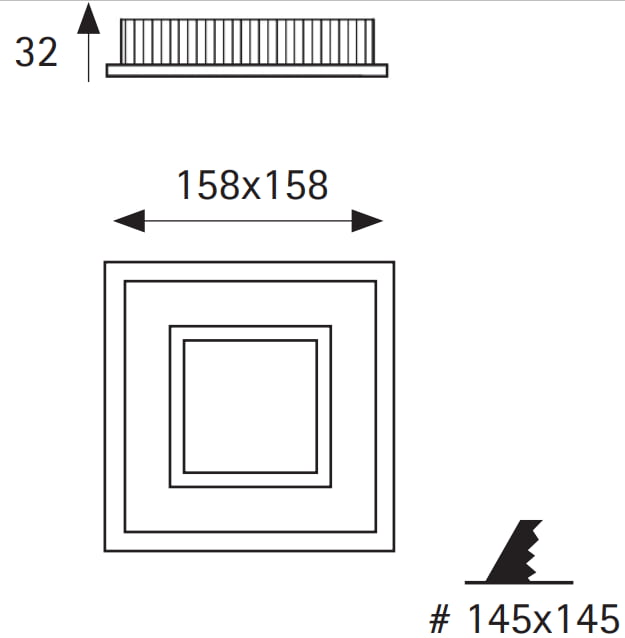 Downlight carré architectural 15watts