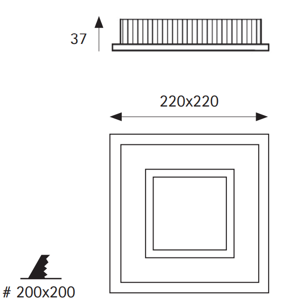 Downlight carré architectural 25watts