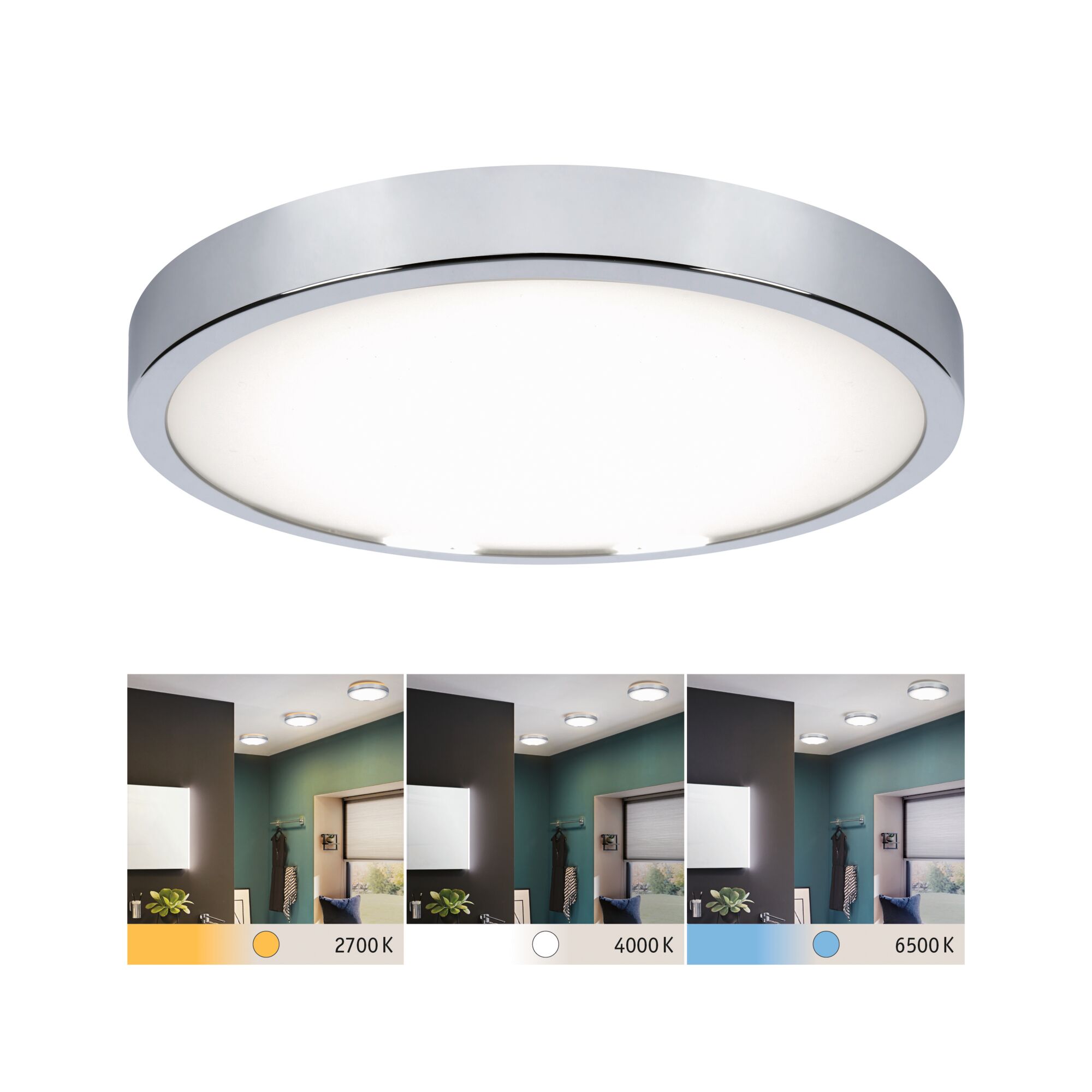 WallCeiling HomeSpa Specchio LED Con Luce Regolabile IP44 – Chromo 300mm Per Bagno