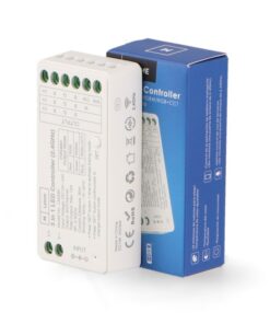 Le variateur LED RGB / RGBW / RGB + CCT est un contrôleur polyvalent permettant de gérer les couleurs RGB, le blanc et la température de couleur (CCT) de vos rubans LED compatibles. Fonctionnant en 12V ou 24V DC, il est parfaitement adapté aux installations LED intérieures, résidentielles comme professionnelles.
