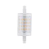 La tige LED R7s 78 mm 9W est la solution idéale pour remplacer vos barrettes halogènes 78 mm tout en réduisant fortement la consommation électrique. Avec 1055 lumens et une température de couleur 2700K blanc chaud, elle diffuse une lumière chaleureuse et confortable, parfaite pour les espaces de vie.