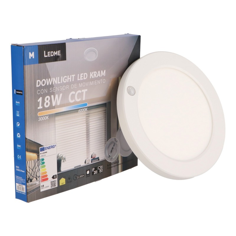 Plafonnier LED Kram 18W CCT avec détecteur de mouvement – 3CCT – Blanc – Image 3