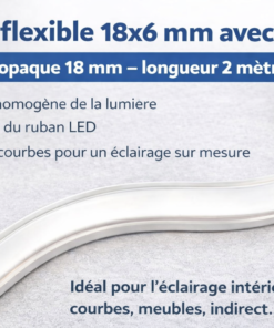 Profilé flexible 18x6 mm avec diffuseur opaque 18 mm – longueur 2 mètres