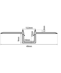 Alternative view of Profilé LED encastrable trimless 49x11,5 mm avec diffuseur – 2 mètres