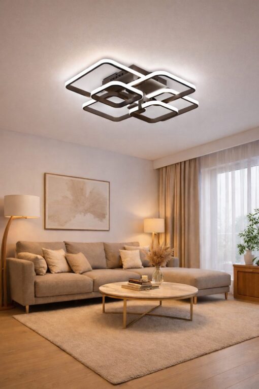 Plafonnier LED Fare brun design moderne 62W avec télécommande et éclairage 3CCT