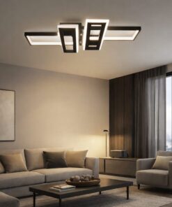 Plafonnier LED Kube 80W noir design moderne éclairage puissant 3CCT