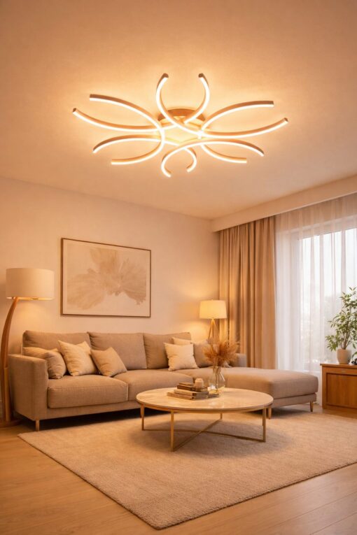 Plafonnier LED Petals blanc 60W design moderne avec éclairage décoratif 3CCT