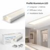 Profilé aluminium LED SID 2 mètres avec diffuseur pour ruban LED installation éclairage