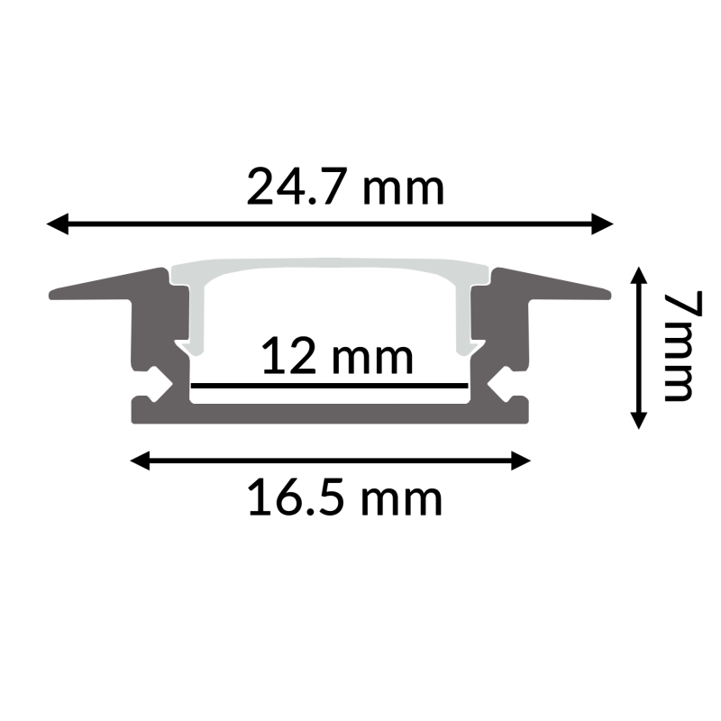 Profilé Aluminium Encastrable SUB 2 Mètres pour Ruban LED – Image 5