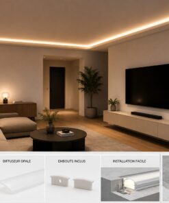 Profilé aluminium 2 mètres pour ruban LED SUB
